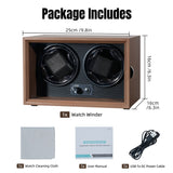Walnut Pattern Automatic Double Watch Winder with Blue LED Light- SKW142-FT