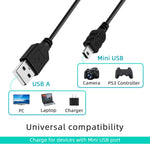 Mcbazel 2PCS Controller Charger Cable for PS3, 1 meter Mini USB Cable for Playstation 3, Data Charging Cable for PS3/PS3 Slim Dualshock3 Controller/Cameras