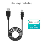 Mcbazel 2PCS Controller Charger Cable for PS3, 1 meter Mini USB Cable for Playstation 3, Data Charging Cable for PS3/PS3 Slim Dualshock3 Controller/Cameras