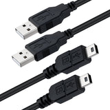 Mcbazel Lot 2 3 Meter USB to mini USB Power Charge Cable for PS3 Controller/Mini Port Device with Anti-interference Magnetic Ring - Black