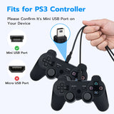 Mcbazel Lot 2 3 Meter USB to mini USB Power Charge Cable for PS3 Controller/Mini Port Device with Anti-interference Magnetic Ring - Black