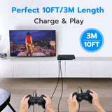 Mcbazel Lot 2 3 Meter USB to mini USB Power Charge Cable for PS3 Controller/Mini Port Device with Anti-interference Magnetic Ring - Black