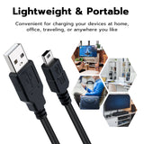 Mcbazel Lot 2 3 Meter USB to mini USB Power Charge Cable for PS3 Controller/Mini Port Device with Anti-interference Magnetic Ring - Black